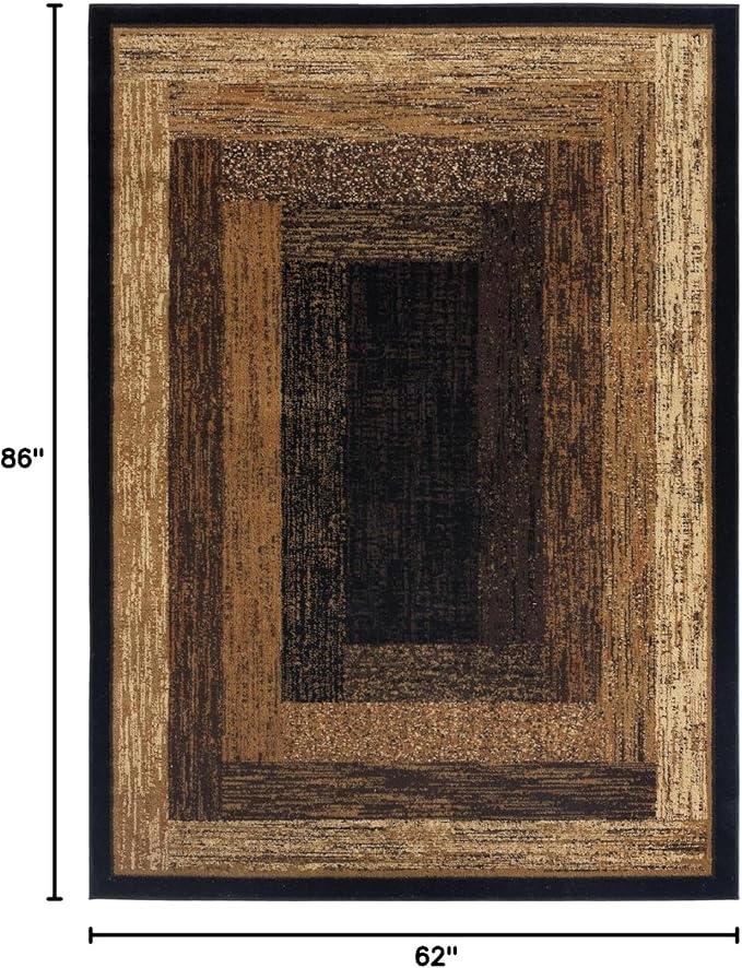 Home Dynamix Royalty Vega Contemporary Geometric Area Rug, Black/Beige, 5'2"x7'2"