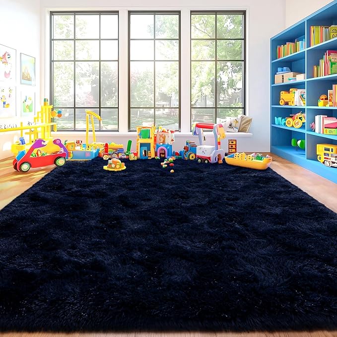 Area Rugs for Living Room, Soft Shaggy Carpets for Living Room, Fuzzy Rugs for Kids' Room, Perfect Decor for Modern Home Navy Blue 5x7 Feet