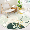 Lahome Boho Round Area Rug - 3Ft Washable Non-Slip Bathroom Rug, Green Botanical Print Carpet for Bedroom, Living Room, Entryway