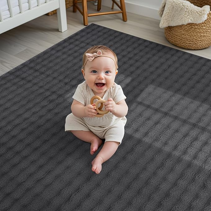 CAMILSON Modern Dark Gray Non Slip Rug 3x5 Ultra Soft High Pile Area Rugs Non Skid Rubber Backing Durable & Easy to Clean Carpet for Living Room Bedroom Kids Room Indoor Use (3 x 5 Dark Gray)