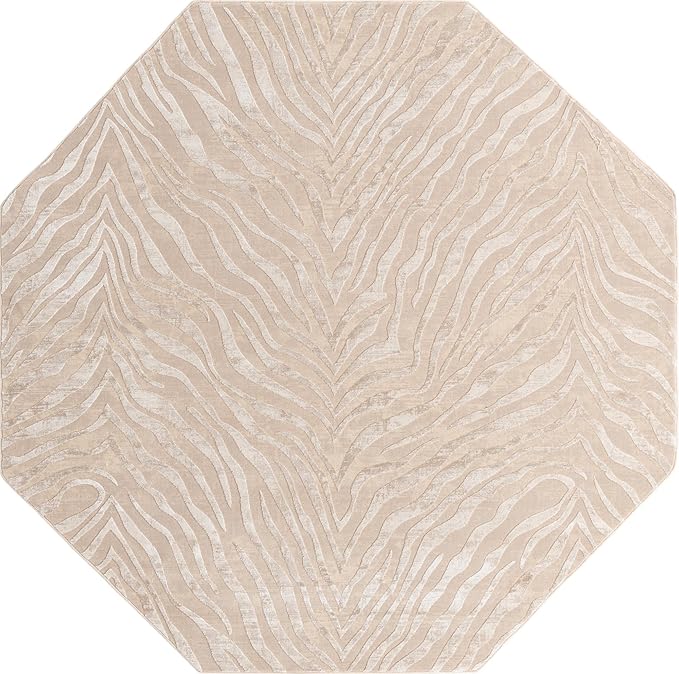 Unique Loom Finsbury Collection Area Rug - Meghan (7' 10" Octagon, Ivory Beige)