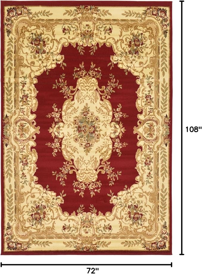 Rugs.com Chateau Collection Rug – 6' x 9' Red Medium Rug Perfect for Bedrooms, Dining Rooms, Living Rooms