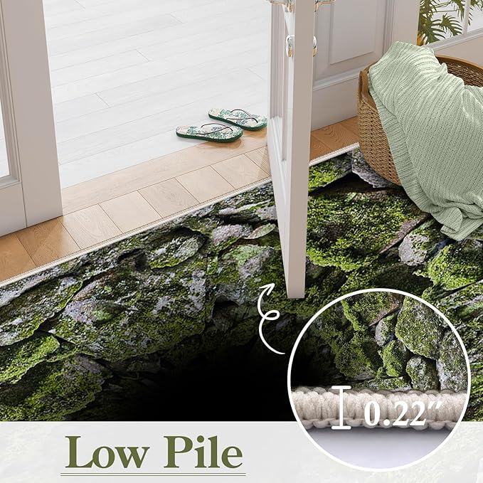 3D Hole Area Carpets, 5x6ft, Optical Illusion Design Pattern Floor Rugs, Realistic Abyss Perspective Effect Non-Shedding Playing Mat, Cozy Thin Breathable Durable Rug for Living Room