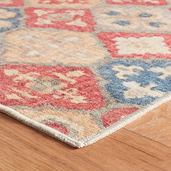 Dash & Albert Pali Multi Machine Washable Rug, 8.5 X 11.5 Feet, Multicolored/Oranges Geometric Pattern