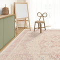 RUGGABLE Washable Area Rug – Kamran Soft Pink 9x12, Stain-Resistant, Non-Slip – Large Machine Washable Rugs for Living Room, Bedroom, Hallway, Entryway & Office–with Cushioned Pad