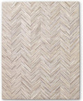 Elegant Rectangular Rug Cowhide Leather Luxury Non Slip Foldable Chevron Patchwork Area Rug for Living Room and Entryway Floor Carpet (Beige-3 x 12 ft)