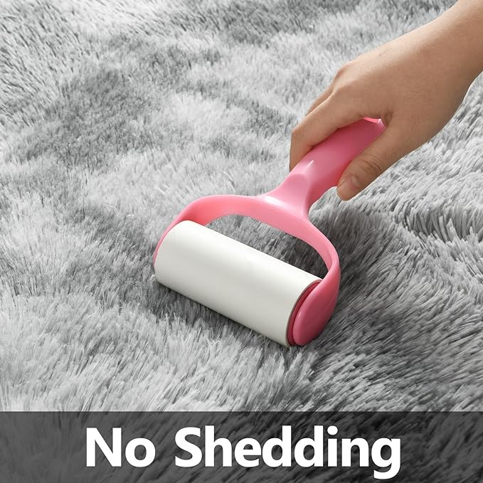 Large Shag Area Rugs 10 x 14, Tie-Dyed Plush Fuzzy Rugs for Living Room, Ultra Soft Fluffy Furry Rug for Bedroom, Anti-Skid Indoor Carpet Nursery Rugs for Kids Room Home Decor, Light Grey