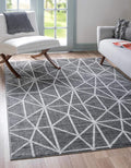 Rugs.com Lattice Trellis Collection Rug – 8' x 10' Gray Low-Pile Rug Perfect for Living Rooms, Large Dining Rooms, Open Floorplans