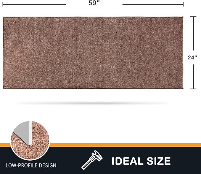 PURRUGS Dirt Trapping Door Mat 24" x 59", Non-Slip Machine Washable Entry Rug, Shoe Scraper, Dog Doormat, Super Absorbent Welcome Mat for Front & Back Door, Muddy Shoes & Paws, Brown-Light Cream