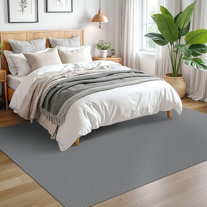 EARTHALL Washable Area Rugs 5x7 Ft Non Slip Living Room Rugs Cotton Rubber Backed Dining Room Rug Braided Bedroom Rugs Indoor Outdoor Floor Carpet for Living Room, Bedroom, Dining Room, Charcoal Gray
