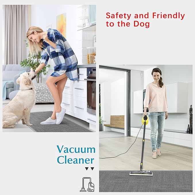 8ft Jute Hallway Rug Runner, Rubber Backed Extra Long Carpet Runner Mats for Hallway, Machine Washable Indoor Entryway Runner Rug, Grey
