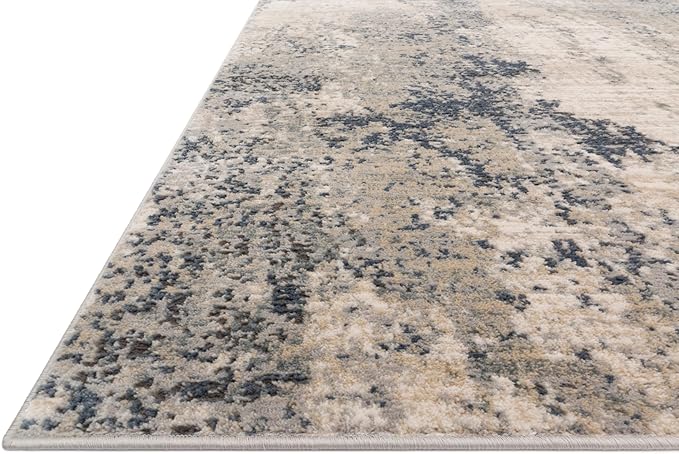 Loloi Teagan Collection TEA-07 Natural/Denim 2'-8" x 4' Accent Rug, Large, Soft Neutral Rug, High-Traffic for Living Room, Bedroom, Home Office, Dining Area