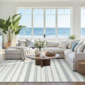 jinchan Moroccan Boho 6x9 Area Rugs for Living Room - Machine Washable Soft Throw Rug Bohemian Ripple Design Non-Slip Neutral Carpet for Bedroom Dining Room Home Office (6‘x9', Grey)