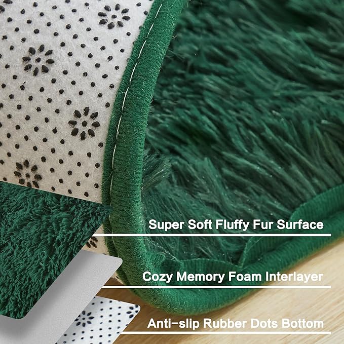 Andency 6x9 Area Rugs Emerald Green,Large Shag Fluffy Soft Shaggy Rugs for Living Room Bedroom, Non-Slip Thick Plush Carpet for Kids Girls and Boys, Dorm Nursery Home Decor Aesthetic