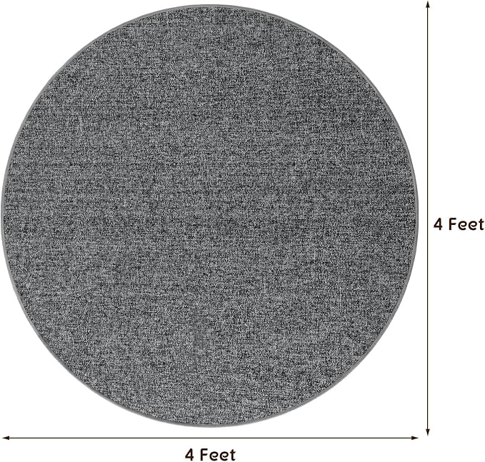 LBRO2M Easy Jute Solid Area Rug 4X4 Round Washable Rugs for Living Room Dining Room Bedroom Natural Jute Look Indoor Outdoor Rug Durable, Solid Non Shedding Eco Friendly (4X4 Black Gray)