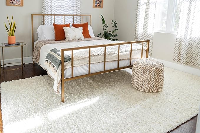 Unique Loom Solid Shag Collection Area Rug (10' x 13' 11" Rectangle, Snow White)