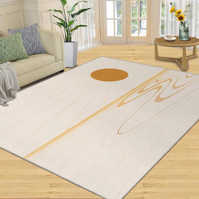 Boho Sun Runner Rugs 2x4ft, Minimalist Sunburst Small Entryway Mats, Geometric Solar Laundry Room Rug Non Slip Durable Throw Rugs for Front Door Bedroom Bedside