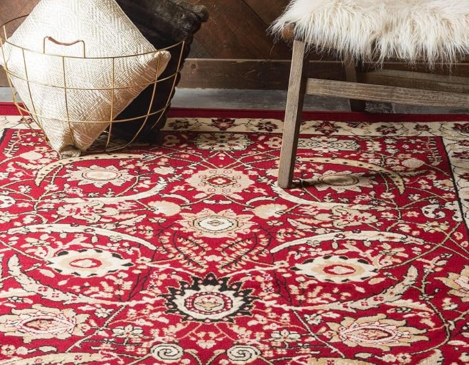 Unique Loom Espahan Collection Area Rug - Cape Cod (9' 10" x 13' 1" Rectangle, Red/ Beige)