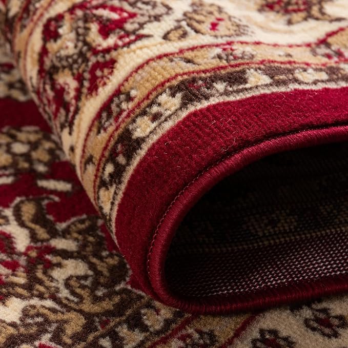 Unique Loom Sialk Hill Collection Area Rug - Washington (3' 3" Round Burgundy/Cream)