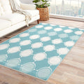 Aqua and White Rug, 5x7 Rug, Blue Rugs for Entryway, Geometric Large Area Rug, Washable Rug Non Slip Soft Indoor Carpet, Kids and Pets Friendly, Aqua and White Home & Room Decor