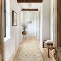EVERGRACE Hallyway Area Runner Rugs 2x6, Boho Floral Faux Wool Indoor Outdoor Rugs, Washable Rugs for Bedroom Bathroom Living Room Kitchen, Low Pile Floor Mat Carpet for Home Decor, Natural Beige