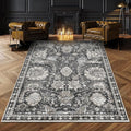 RUGSURE Washable Area Rugs - Perfect for Living Room, Bedroom, Kids Room, Nursery - Stain & Water Resistant Non-Slip, Pet & Child Friendly, Vintage Tribal Area Rugs (Grey, 4' x 6')