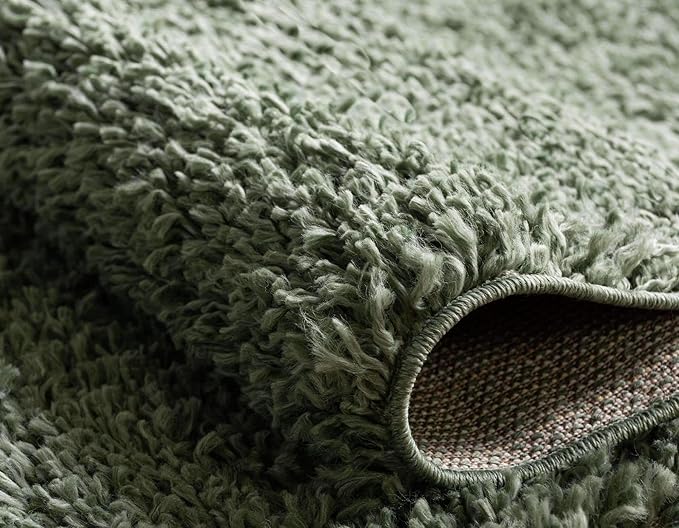 Unique Loom Davos Shag Collection Area Rug - Solid (3' 3" x 5' 3" Oval, Sage)