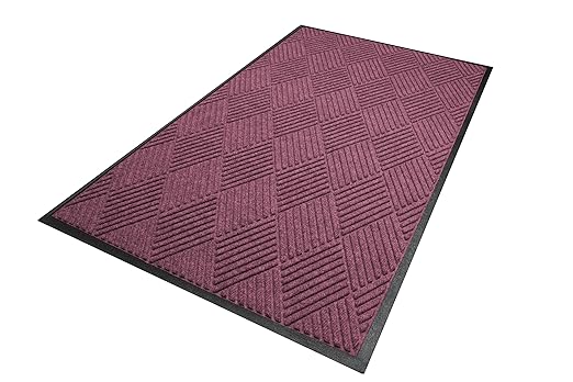 M+A Matting WaterHog Diamond | Commercial-Grade Entrance Mat with Rubber Border – Indoor/Outdoor, Quick Drying, Stain Resistant Door Mat (Bordeaux, 6' x 8')