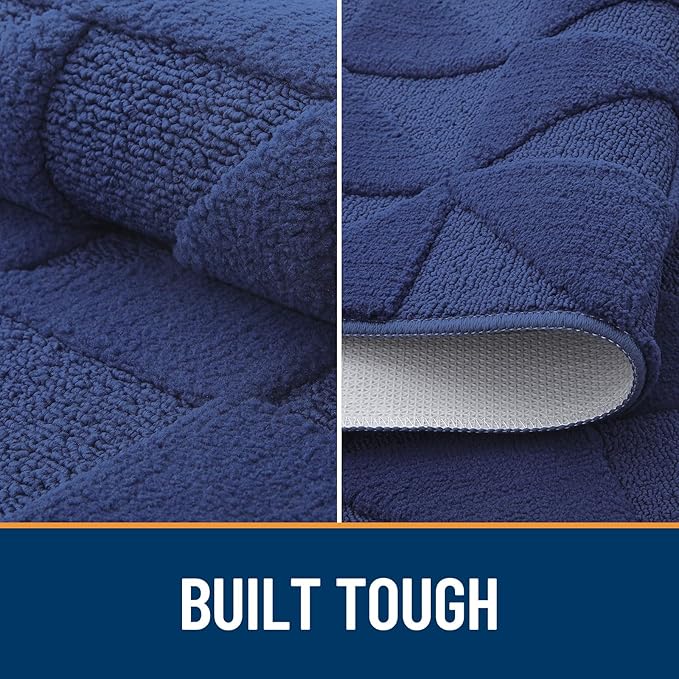 OLANLY Door Mats Indoor, Non-Slip, Absorbent, Dirt Resist, Entrance Washable Mat, Low-Profile Inside Entry Doormat for Entryway (71x47 inches, Navy)