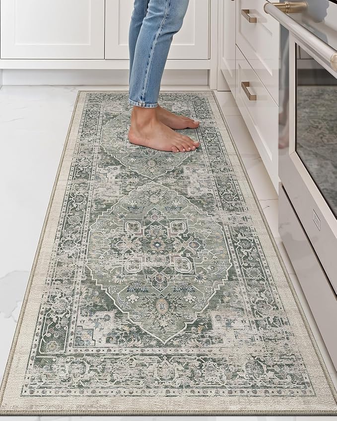 LUMI Washable Kitchen Rug 2x6 for Floor, Non Slip Runner Rugs with Rubber Backing, Low Pile Comfort Area Carpet for Standing, Living Room, Entryway, Laundry, Hallways