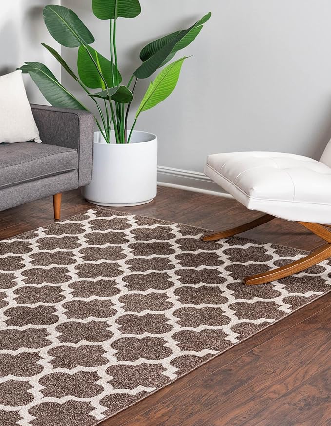 Rugs.com Lattice Collection Rug – 9' x 12' Brown Medium Rug Perfect for Living Rooms, Large Dining Rooms, Open Floorplans