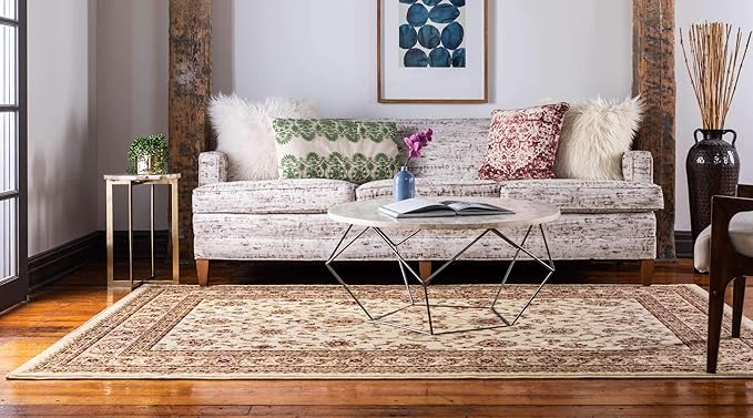 Unique Loom Voyage Collection Traditional Oriental Classic Intricate Design Area Rug (5' 0 x 8' 0 Rectangular, Ivory/Gold)