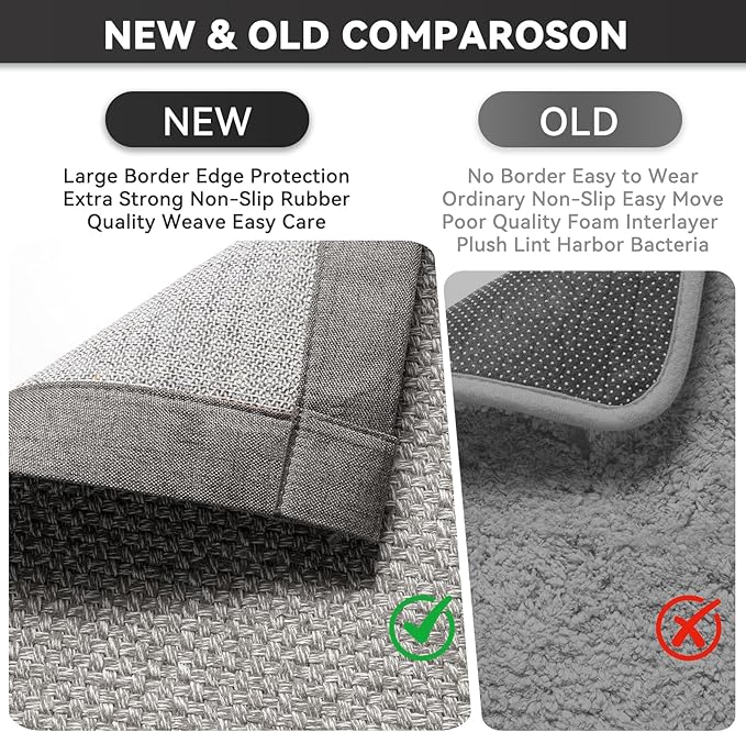 Front Door Mat 2'x3', Jute Like Non-Slip Indoor Mat Entrance, Woven Washable Doormat for Front Indoor Entryway, Grey