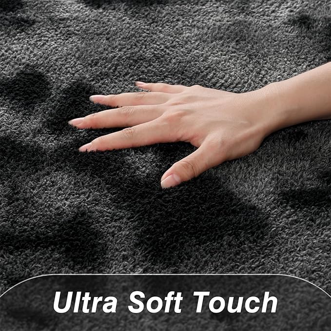 Large Area Rugs for Living Room Bedroom, 5 x 8 Ft Non-Slip Tie-Dyed Modern Area Rug, Soft Thickened Memory Foam Rug, Minimalist Indoor Carpet for Boys Girls Room Nursery Dorm Home Decor, Dark Grey