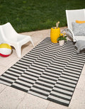 Unique Loom Outdoor Striped Collection Area Rug - Striped (2' x 3' 1" Rectangle Charcoal/Ivory)