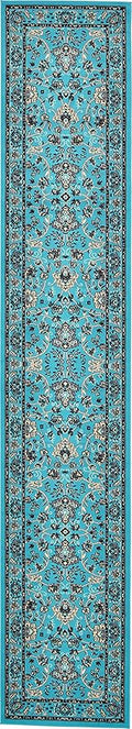 Unique Loom Sialk Hill Collection Area Rug - Washington (2' 11" x 16' 5" Runner Turquoise/Black)