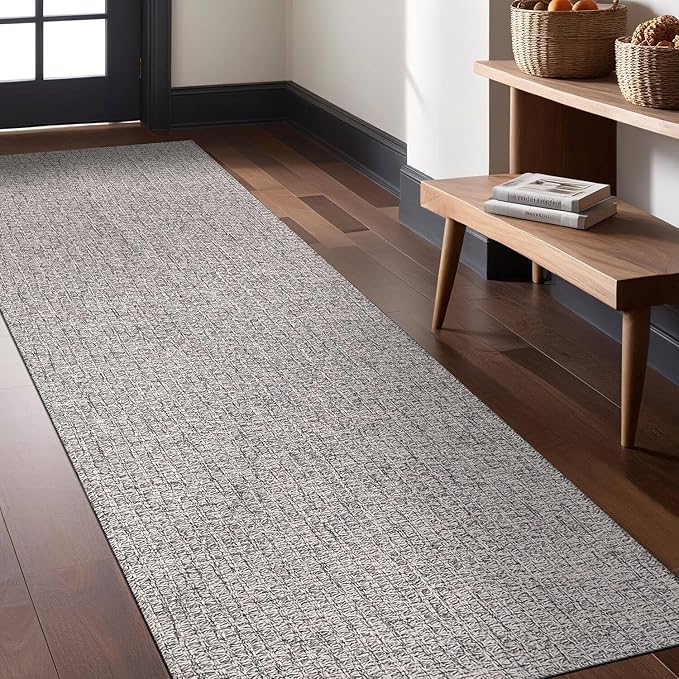 Easy Jute Rugs 2x7 Gray Color Living Room Indoor Outdoor Runner Rug for Farmhouse Patio and Kitchen Rug High Traffic Washable Easy to Clean Solid Boho Woven Design Outside Carpet (2 x 7)