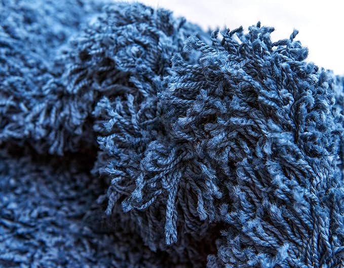 Unique Loom Solid Shag Collection Area Rug (9' x 12' Rectangle, Sapphire Blue/ Navy Blue)