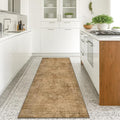 Farmhouse Kitchen Runners Rug 2x6, Washable Medallion Rug for Bathroom, Hallway, Entryway Indoor, Abstract Vintage Indoor Décor, Non Slip Rubber Backing, Stain Resistant Carpet (Gold Brown)