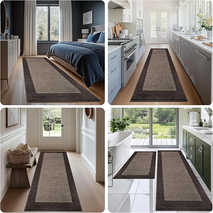 Washable Area Rug 34" x 60", Non Slip Kitchen Rug for Floor, Absorbent Entrance Runner Rug for Bedroom, Living Room, (Roll Packing)