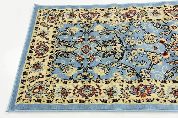 Unique Loom Sialk Hill Collection Area Rug - Washington (2' 7" x 10' Runner Light Blue/Navy Blue)
