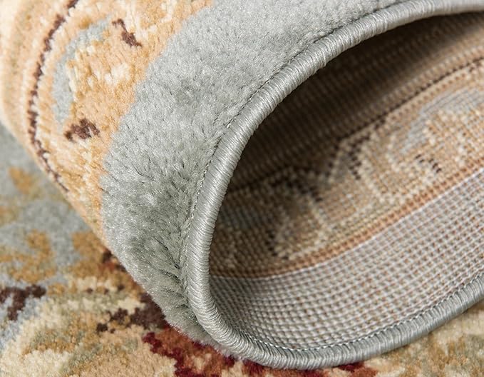 Rugs.com Chateau Collection Rug – 6 Ft Round Light Blue Medium Rug Perfect for Kitchens, Dining Rooms