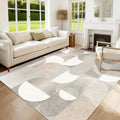 5x7 Area Rugs Grey Washable Rug for Living Room Bedroom,Large Modern Geometric Non Slip Carpet for Dining Room Farmhouse Office,Beige