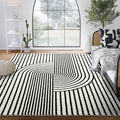 Abani Nuevo Collection Area Rug - Mid-Century Black and White Arch Knot Design - 9' x 12' - for Living Room, Bedroom & Office