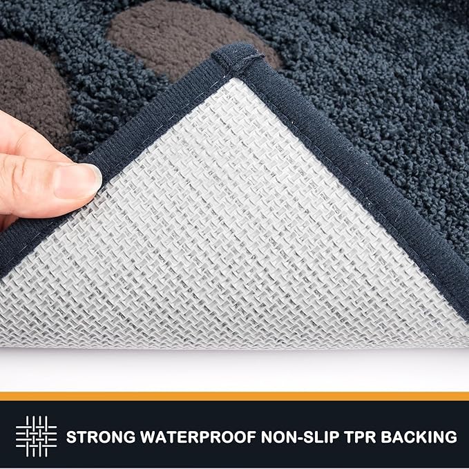 PURRUGS Dirt Trapping Door Mat 32" x 47", Non-Skid/Slip Machine Washable Microfiber Entryway Rug, Dog Doormat, Super Absorbent Welcome Mat for Muddy Wet Shoes and Paws, Navy Blue