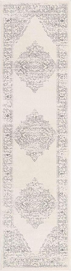 Unique Loom Isabella Collection Area Rug - Rossellini (2' 7" x 10' Runner, White/ Black)