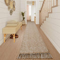 Collive Boho Long Hallway Runner Rug, 2.6x14 ft Washable Runners Rugs for Hall Tan/Cream Low Pile Kitchen Runer Carpet, Woven Cotton Carpets Runners for Entryway Bedside
