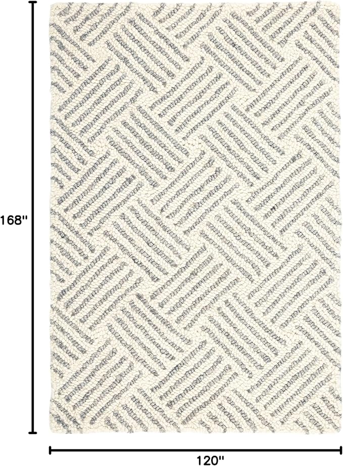 Dash & Albert Layers Grey Hand Hooked Wool Rug, 9.5 X 13.5 Feet, Grey/Ivory Geometric Pattern