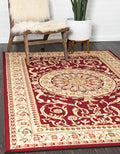 Unique Loom Versailles Collection Traditional Classic Medallion Floral Motif Area Rug (6' 0 x 9' 0 Rectangular, Burgundy/ Ivory)