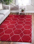 Unique Loom Trellis Frieze Collection Area Rug - Geometric (9' x 12' 2", Red/ Ivory)